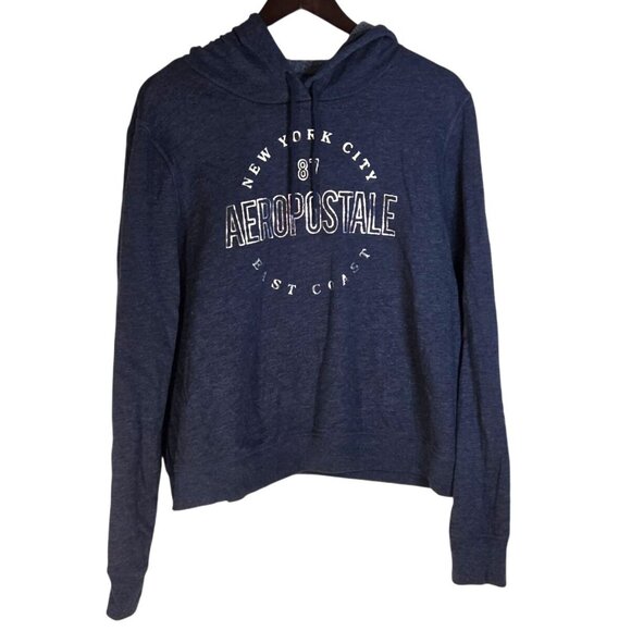 Aeropostale Tops - Aeropostale Y2K 2000s Black Preppy Gold Graphic Logo Hoodie Women's Size XL